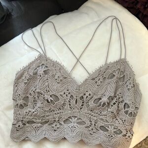 Free People Intimately Bralette-Sz L -Gray NWT.